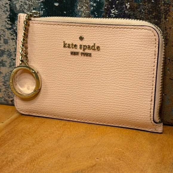 Kate Spade Minimalist Darcy Medium L-Zip Leather Card Holder Wallet-Light Fawn - Picture 8 of 10